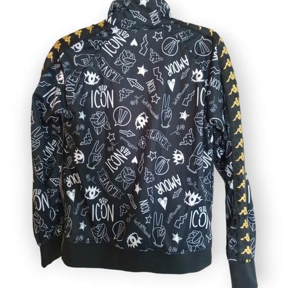 Kappa bekappationate graphetti light zip up jacket gold accent logos youth / xs - Picture 4 of 7